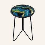 Side Table, Blue and Gold