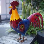 Solar Rooster Statue (Orange)