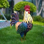 Solar Rooster Statue (Yellow), 20"