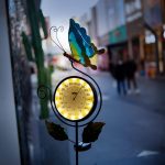 Solar Butterfly Thermometer Garden Stake