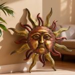 Metal Sun Face Wall Art - Rustic Indoor/Outdoor Decorative Sculpture for Living Room, Patio & Garden