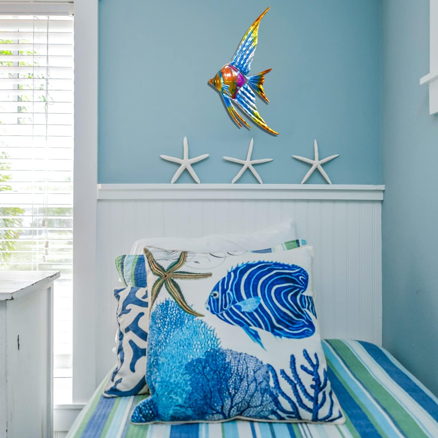 Angelfish wall art colorful fish metal wall decor bedroom