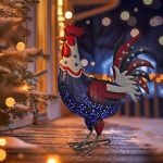 Solar Rooster Statue (American Flag)