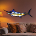 36" LED Marlin Metal Wall Art - Nautical Ocean Decor