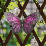 12" Butterfly Wall Decor (Pink) - Metal & Glass Hanging Art