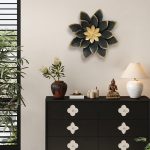 9.2" Black & Gold Metal Flower Wall Art
