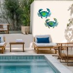 10″ Metal Crab Wall Art (Set of 2,Teal)
