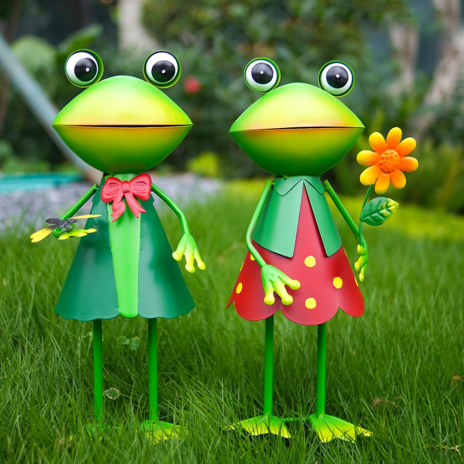 71RxVtJ+HrL._AC_SL1500_ 3D Metal Frog Yard Art (Set of 2) - Handcrafted Garden Statues - Image 1
