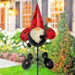 48" Ladybug Gnome Metal Yard Art - 360° Swivel Wind Spinner