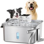 7L Large Stainless Steel Pet Water Fountain (Square+5 Filters+5 Sponges) - Motion Sensor Auto Dispenser
