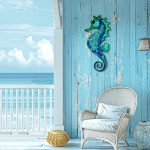Metal Seahorse Wall Art - Mosaic Glass Ocean Decor