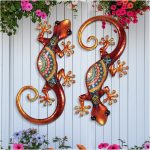 Lizard Metal Wall Decor - 2 Pack 15″ Outdoor/Indoor Hanging Art