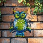 Metal & Glass Owl Wall Decor - Colorful Hanging Outdoor Wall Art