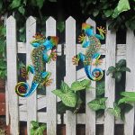 Metal Gecko Wall Decor(Set of 2) – Colorful Outdoor/Indoor Hanging Art