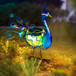 Solar Peacock Statue Light - Waterproof Metal LED Garden Decor