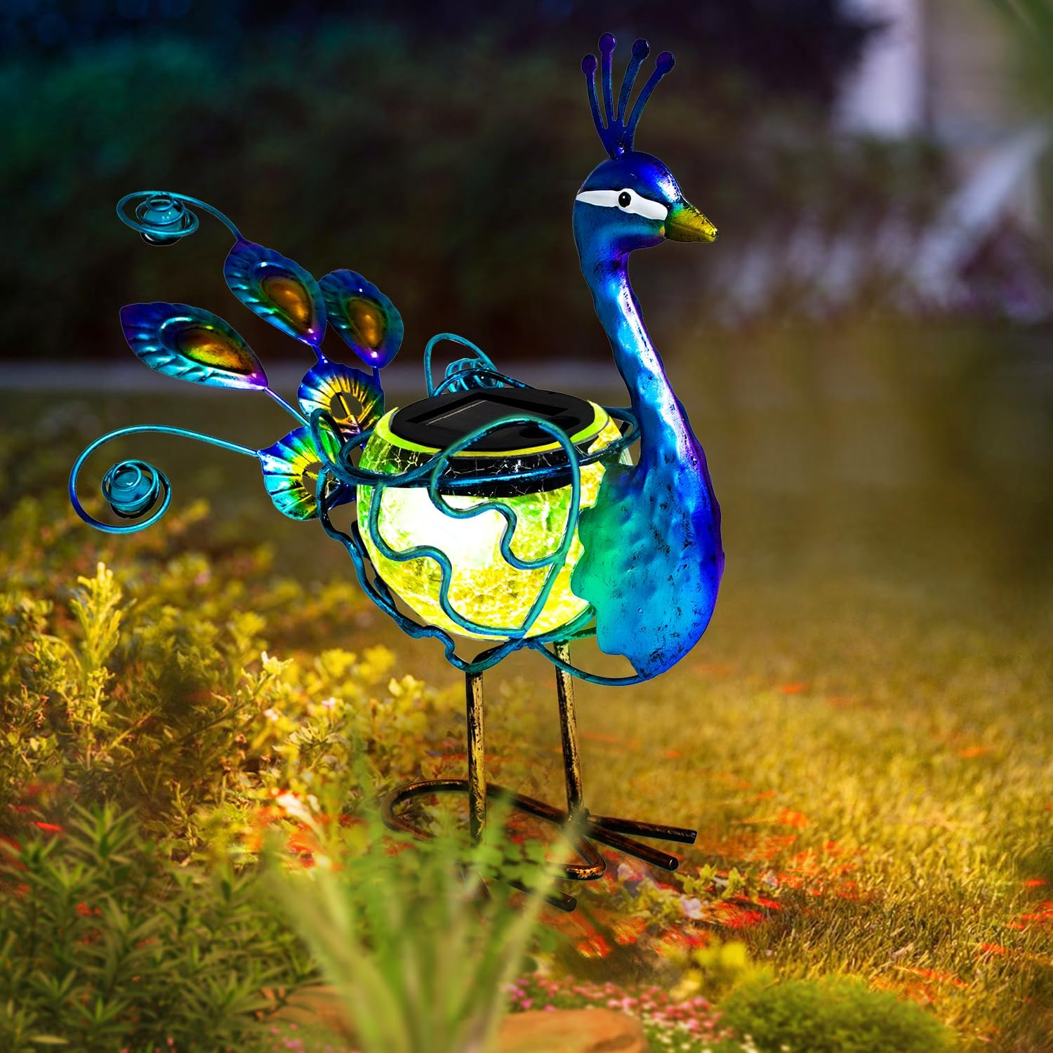 b825b7580b454bf3aa328d6a0ed01a7f Solar Peacock Statue Light - Waterproof Metal LED Garden Decor - Image 1