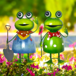 Cute Frog Yard Stakes - 3D Spring Metal Garden Decor | Outdoor Sculptures for Lawn/Patio