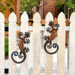 Bohemian Gecko Wall Art 15" - Metal Lizard Decor | Outdoor/Indoor Hanging Sculpture for Yard, Fence & Home