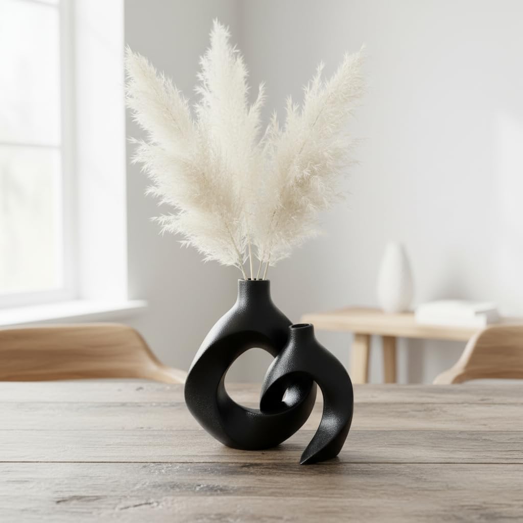 51MlSjmcN6L._AC_SL1024_ Black Vases Home Decor (Set of 2) - Modern Boho Nordic Aesthetic - Image 1