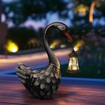 Black Swan Solar Garden Statue