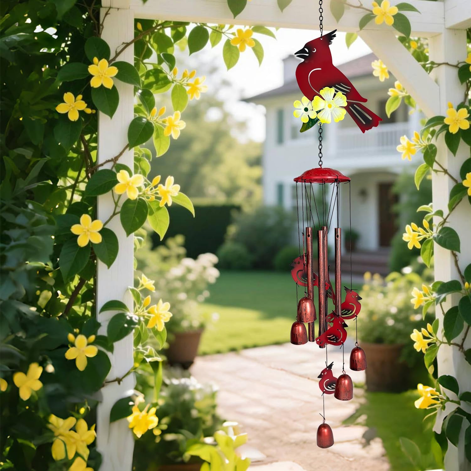 71EnmkojjaL._AC_SL1500_ Red Cardinal Metal Wind Chimes - Image 1
