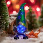 Christmas Solar Gnome Decor (Green) with Color-Changing LED Lights