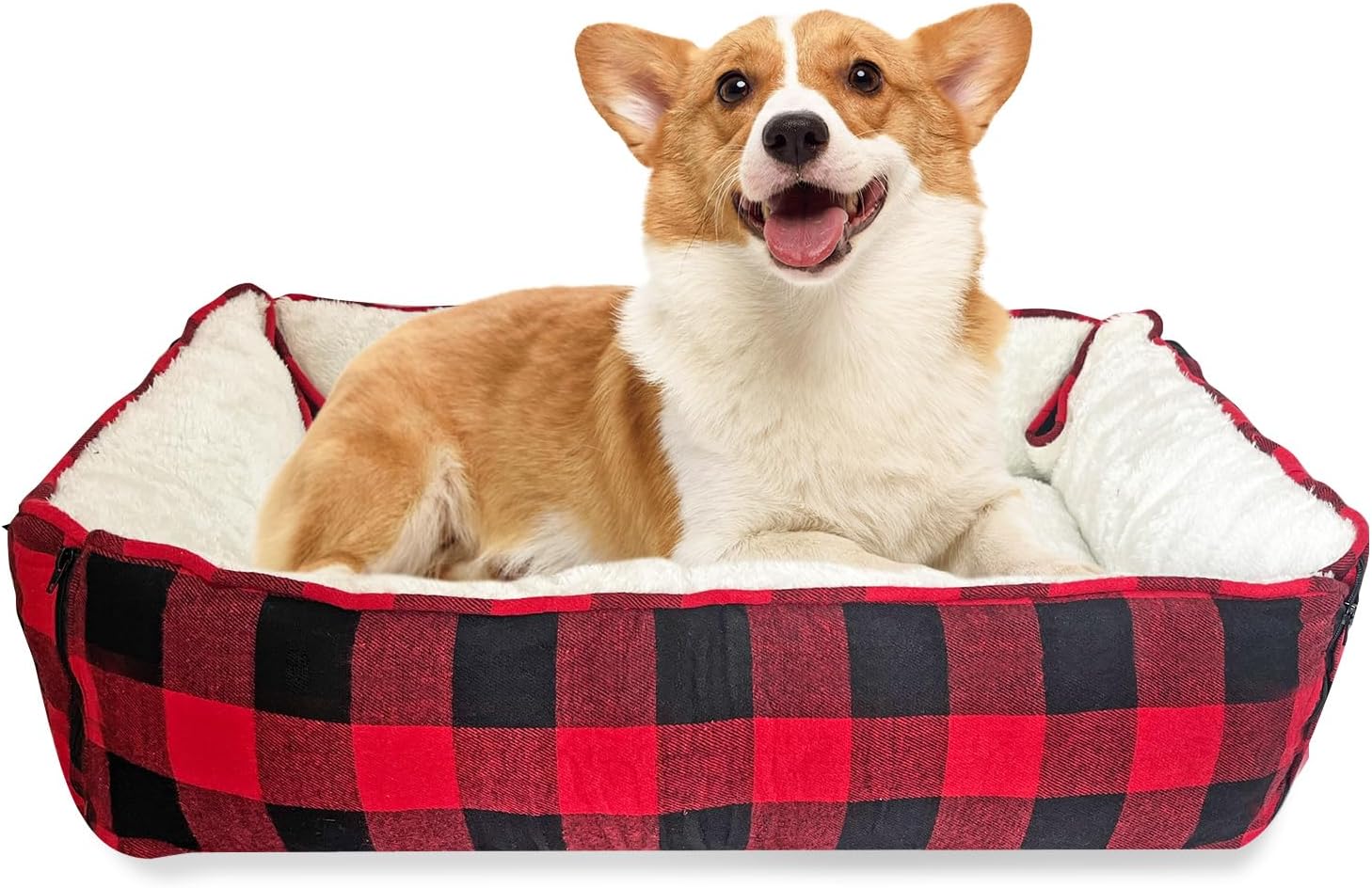71n07ZkYJuL._AC_SL1500_ Red Plaid Small Pet Bed - Image 1
