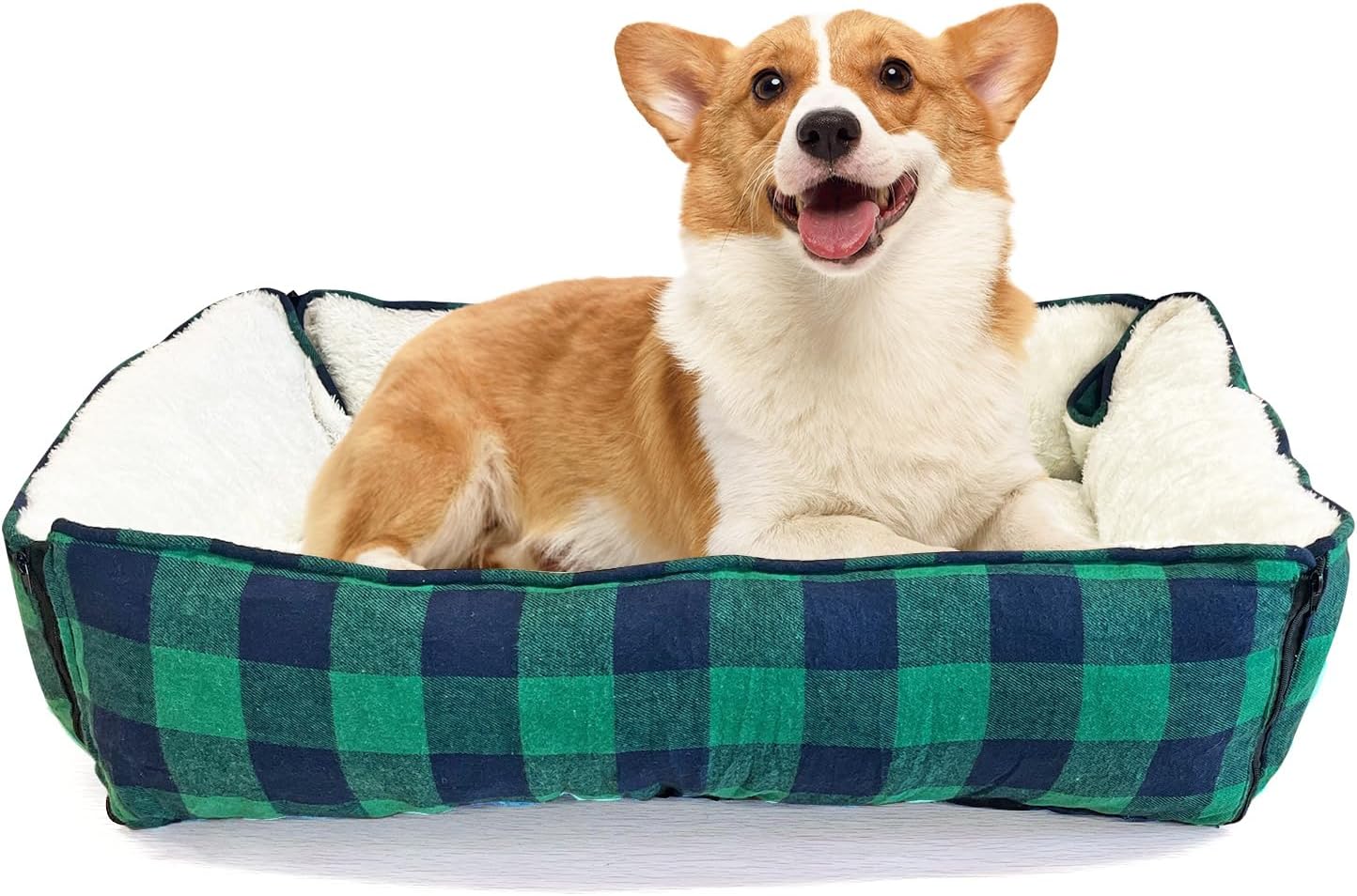 71wqjWZuNSL._AC_SL1500_ Green Plaid Small Pet Bed - Image 1