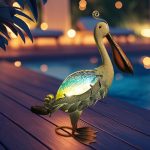 Solar Pelican Garden Statue (Blue & Green), 19 Inches