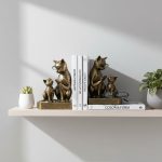 7" Resin Parent-Child Cat Bookends